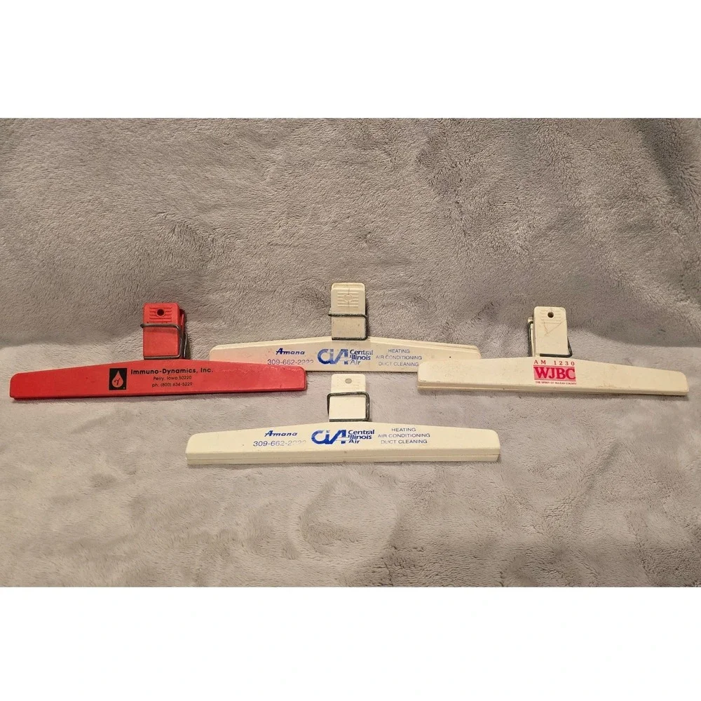 Lot of 4 Vintage Promotional Chip Clips Central Illinois Air WJBC Immuno Dynamic